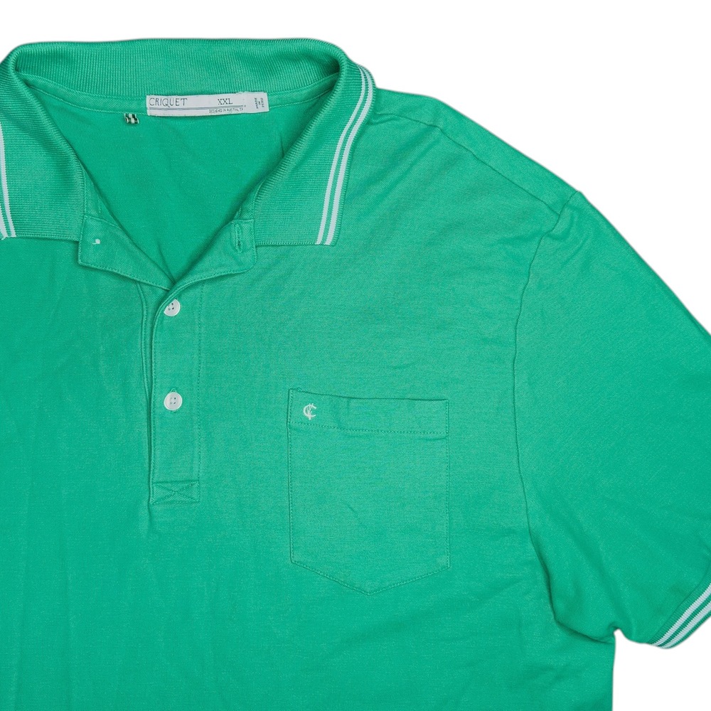 Criquet Polo‎ Shirt Men's XXL Golf Casual Preppy Pima Cotton Pocket Pique Green